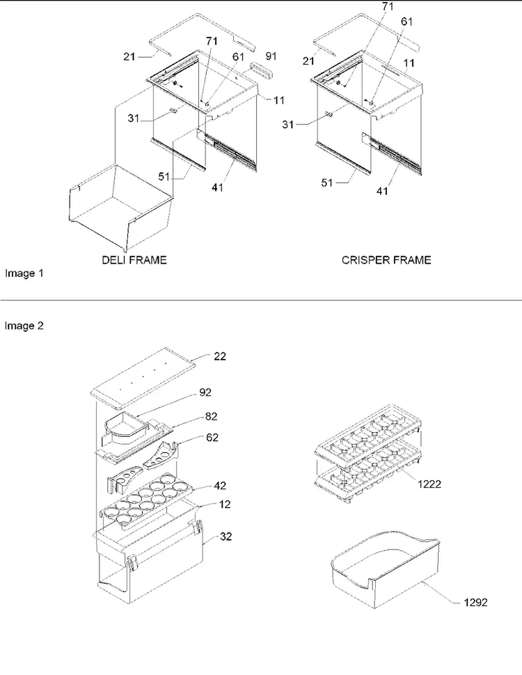 Crisper & Deli Frame Assy Diagram and Parts List for BB20VW-P1321307WW  Amana Refrigerator