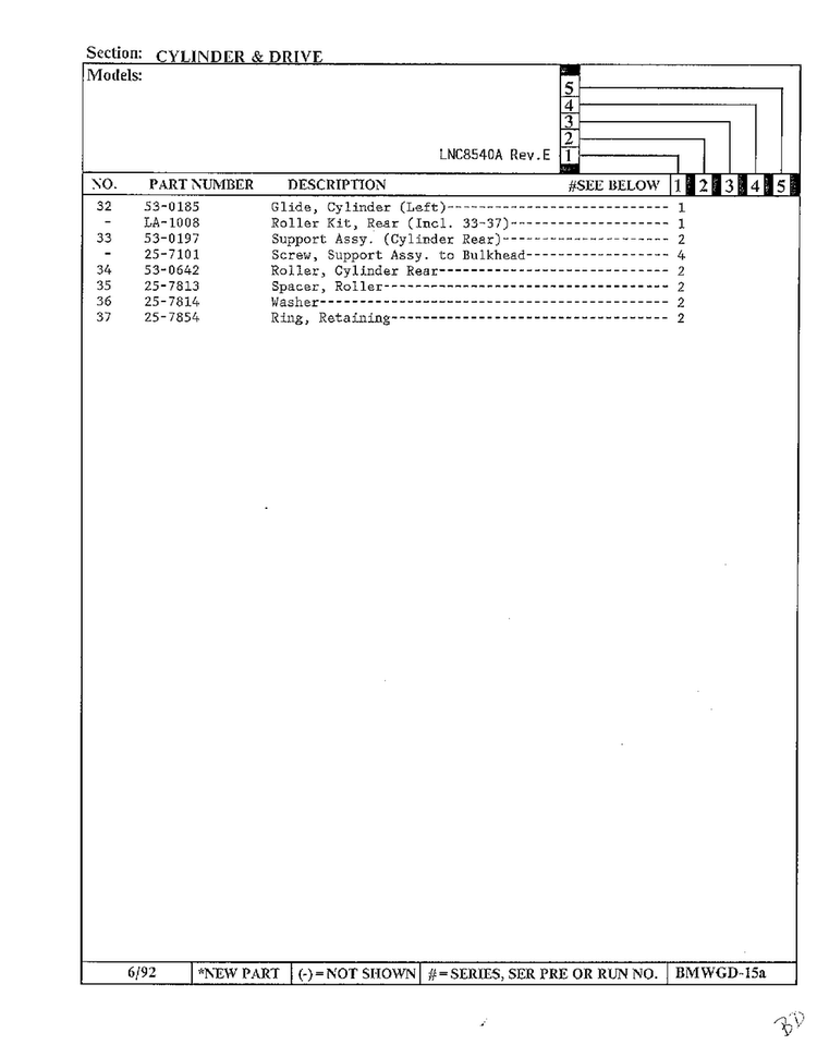 Cylinder And Drive Page 5 Diagram and Parts List for 8540A REV E Norge Dryer
