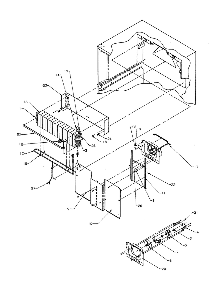 Evaporator Area Diagram and Parts List for TA18R3-P1181705WW  Amana Refrigerator