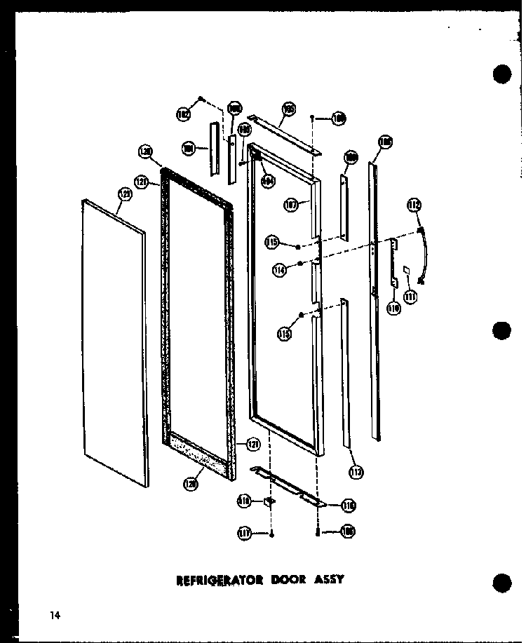 Refrigerator Door Assy Diagram and Parts List for SD19W-C-P60340-36WC  Amana Refrigerator