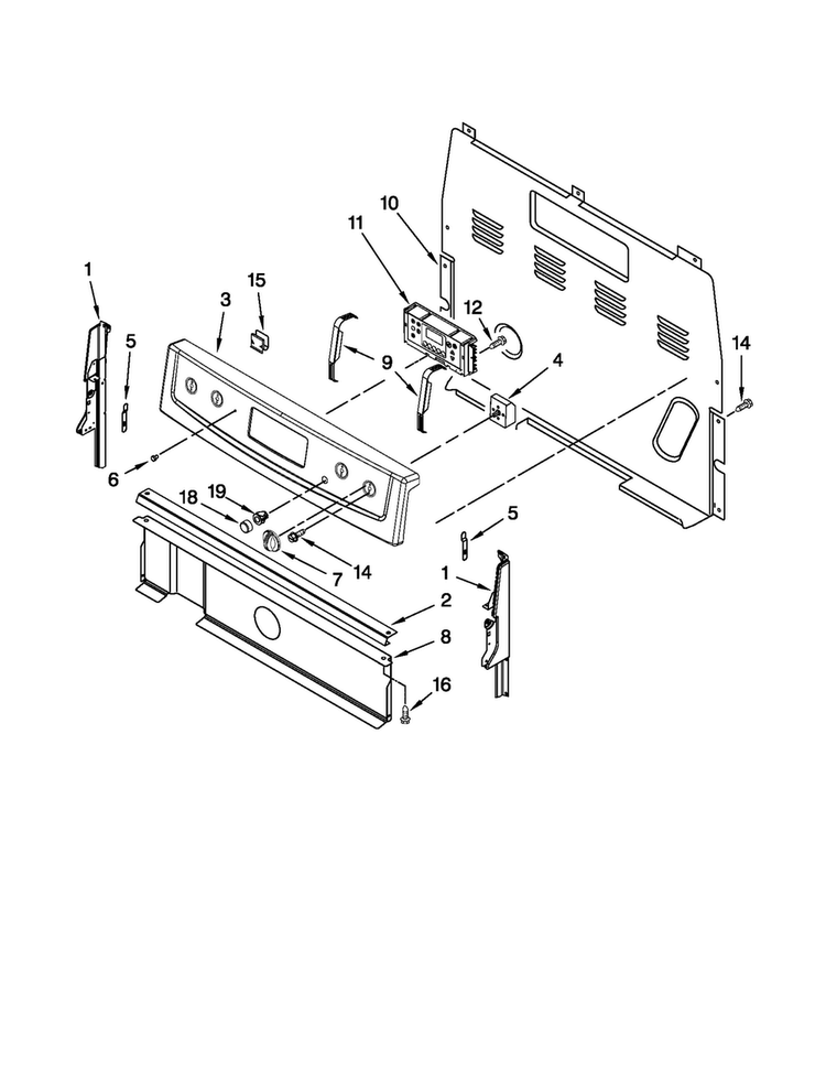 Control Panel Parts Diagram and Parts List for MER7664XB1  Maytag Range