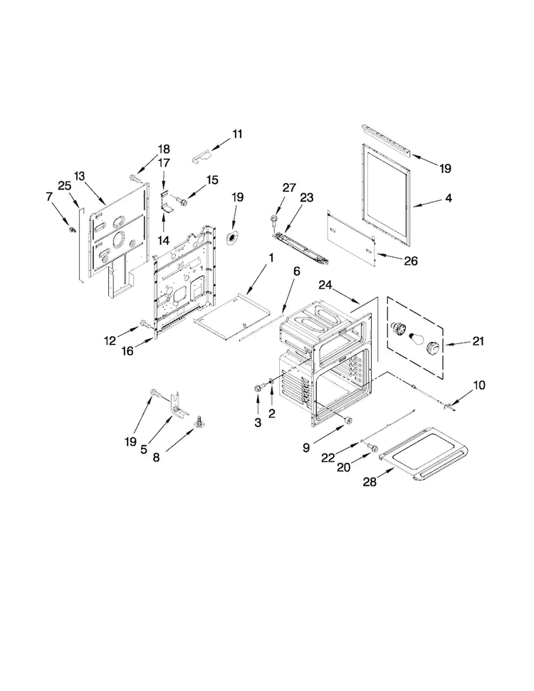 Chassis Parts Diagram and Parts List for MGT8775XB00  Maytag Range