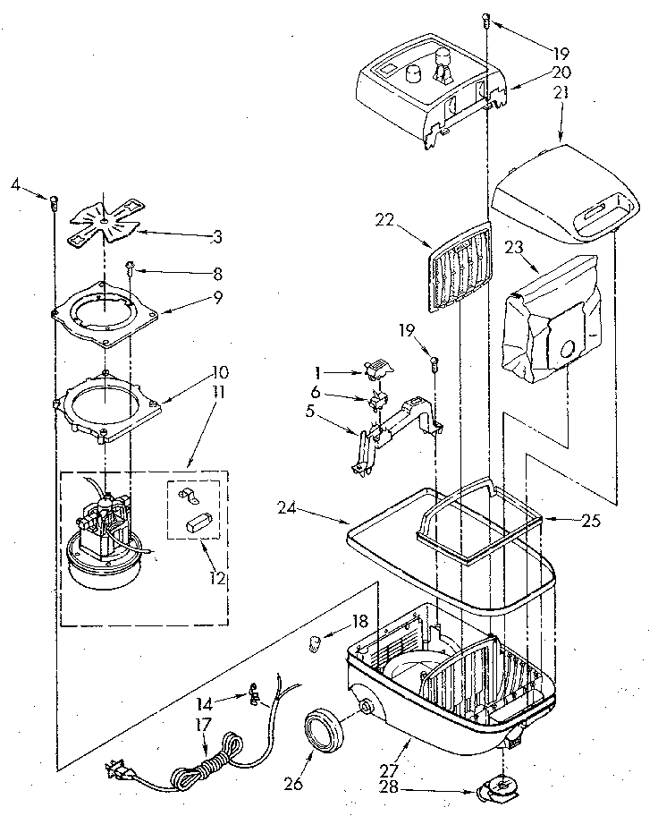 Unit Parts Diagram and Parts List for 1162002080  Kenmore Canister Vacuum