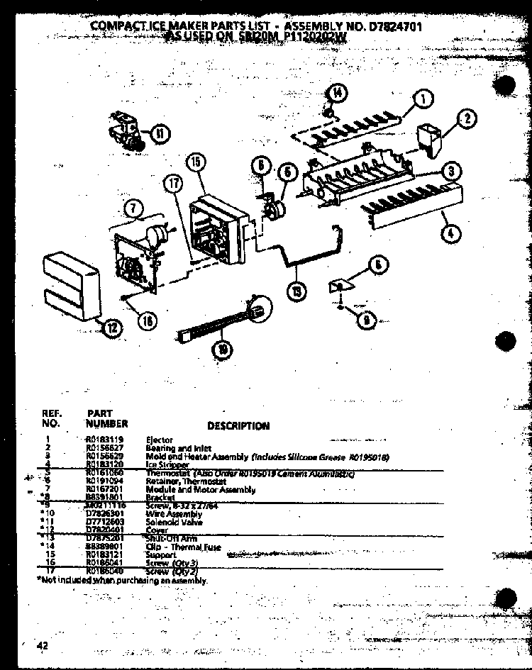 Compact Ice Maker Diagram and Parts List for SBD20MW-P1120201WW  Amana Refrigerator