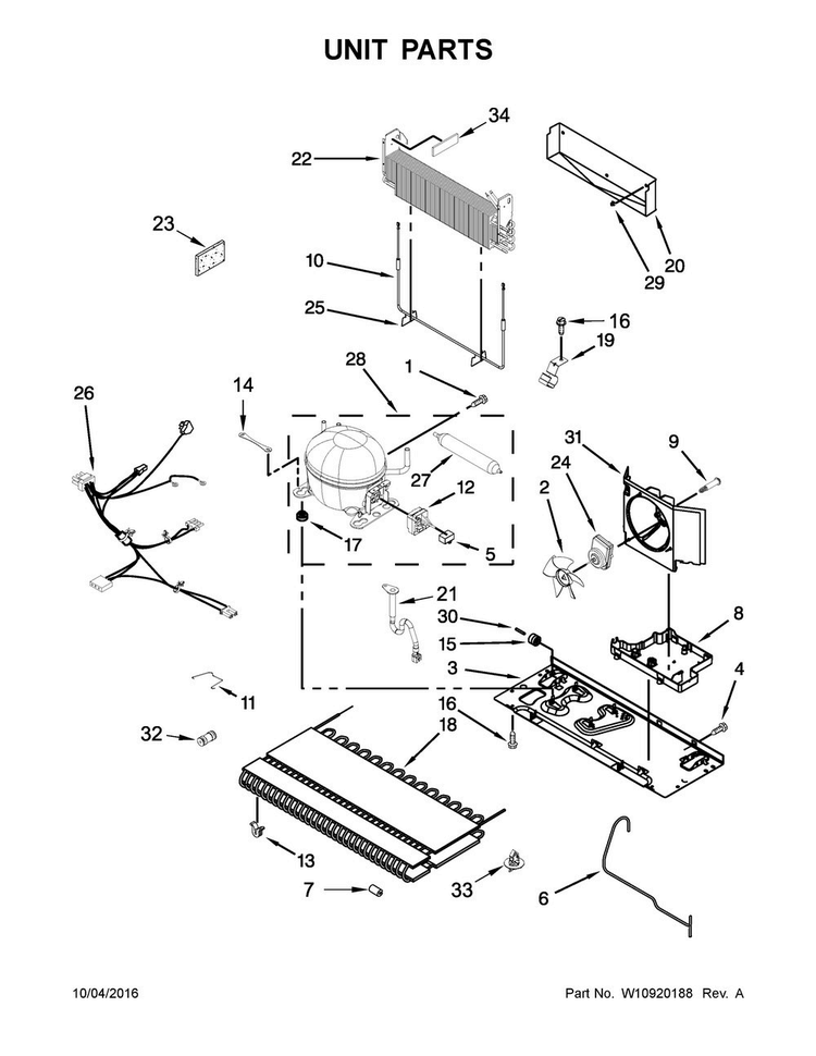 Unit Parts Diagram and Parts List for MFI2570FEB00  Maytag Refrigerator