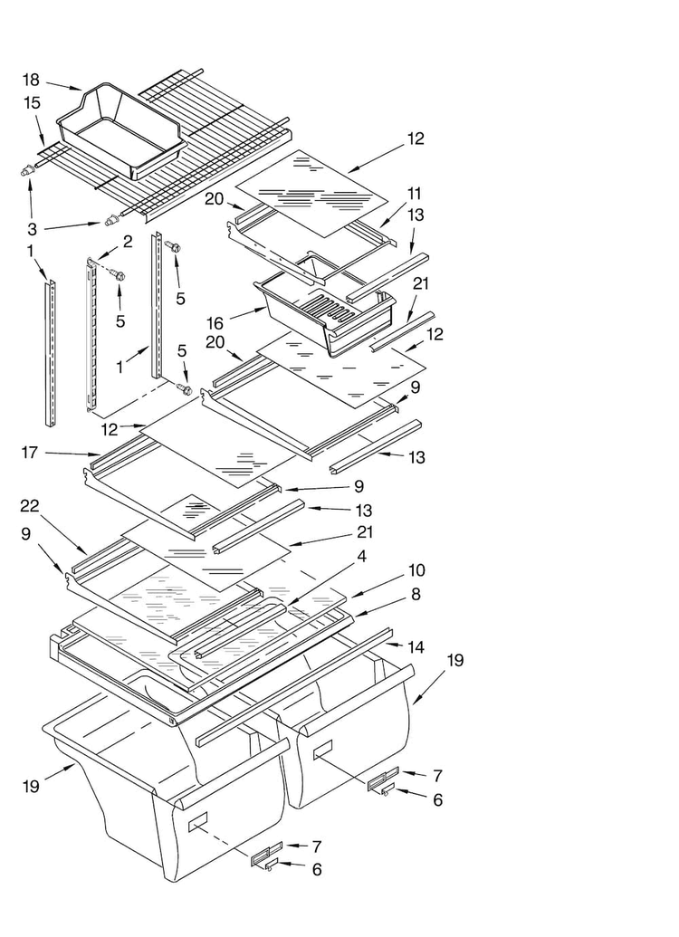 Shelf Parts, Optional Parts Diagram and Parts List for M1TXEMMWB00  Maytag Refrigerator