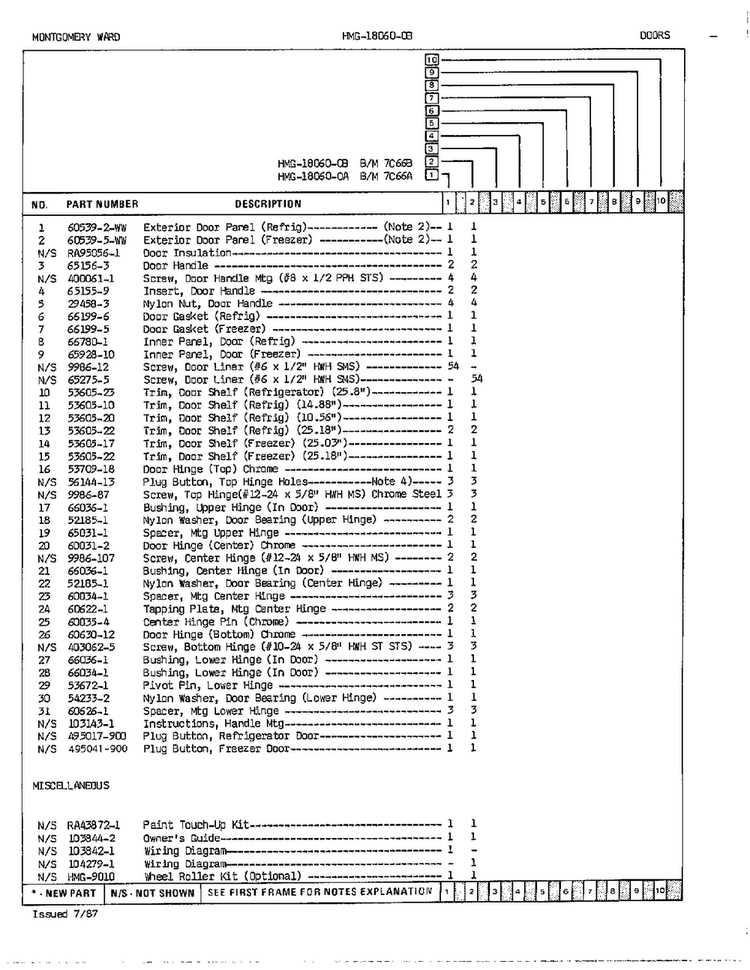 Doors/misc Page 2 Diagram and Parts List for 18060A  Admiral Refrigerator