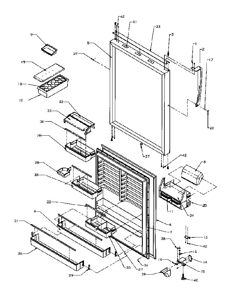 Refrigerator Door Diagram and Parts List for TP21A3L-P1181503WL  Amana Refrigerator