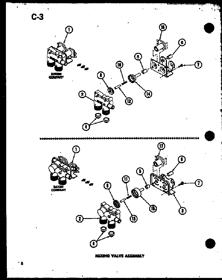 Mixing Valve Assembly Diagram and Parts List for TAA300 P75751-12W Amana Washer