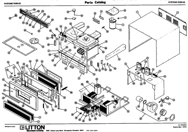 Replacement Parts Diagram and Parts List for 70 8002 Amana Microwave