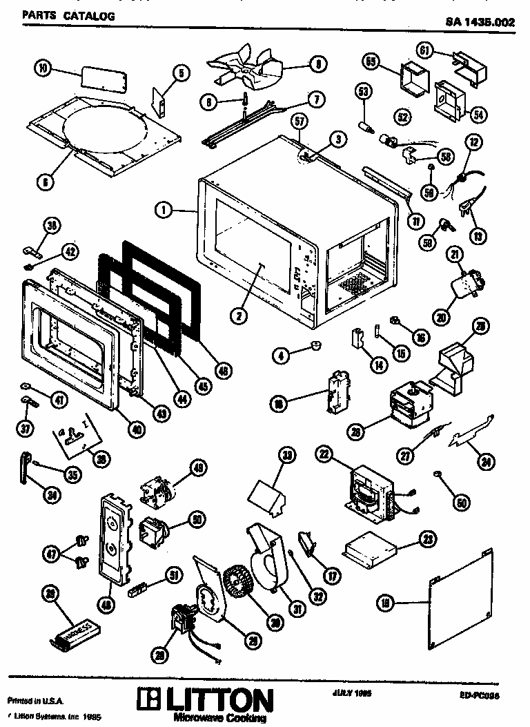Replacement Parts Diagram and Parts List for SA1435002  Amana Microwave