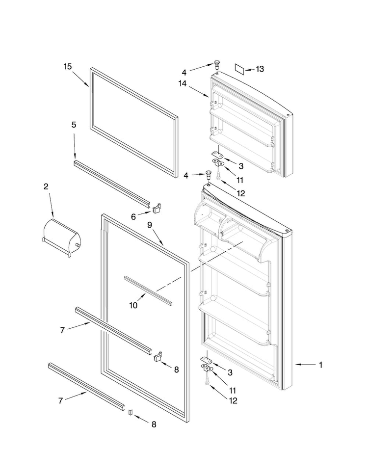Door Parts Diagram and Parts List for A8RXNGMWS01  Amana Refrigerator