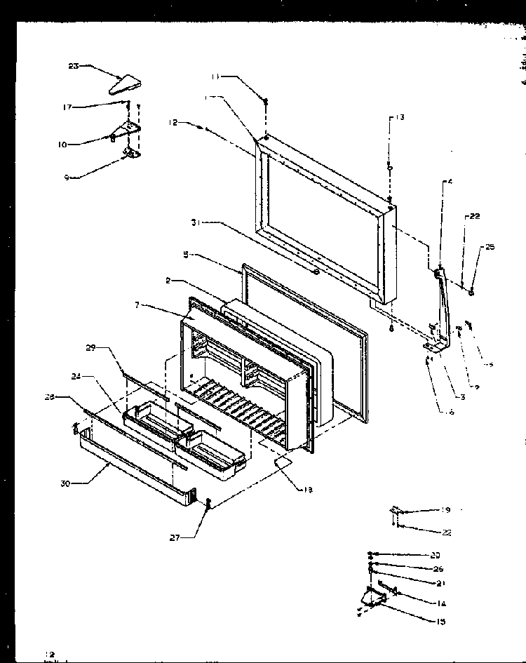 Freezer Door Diagram and Parts List for TS18RBW-P1158407WW  Amana Refrigerator