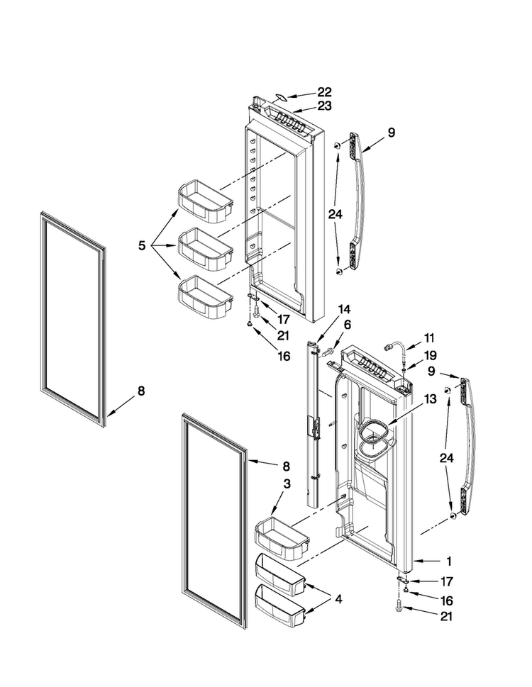 Refrigerator Door Parts Diagram and Parts List for MFI2665XEM5  Maytag Refrigerator