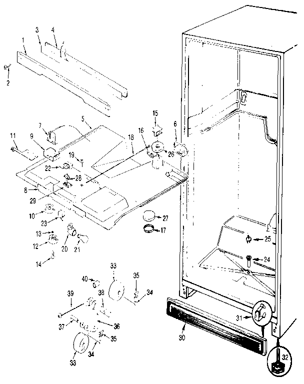 Fresh Food Compartment Diagram and Parts List for JRT196B MBJ55B Jenn-Air Refrigerator