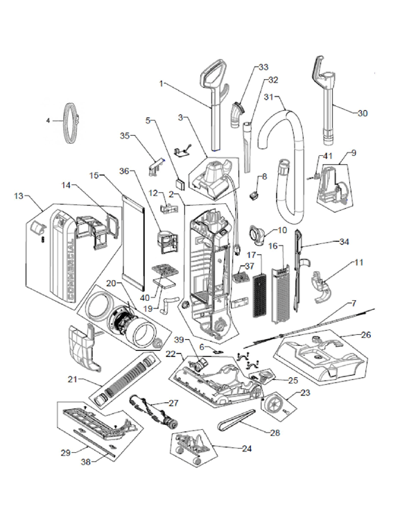Diagram Diagram and Parts List for CH54115  Hoover Upright Vacuum