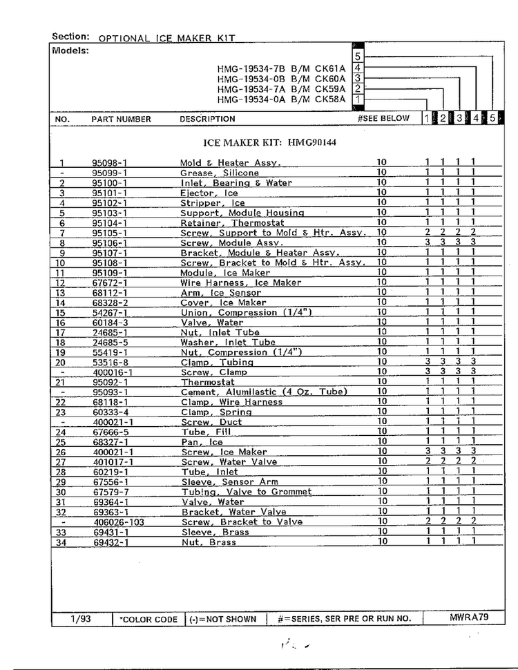Optional Ice Maker Kit Page 2 Diagram and Parts List for 19534-0A  Admiral Refrigerator