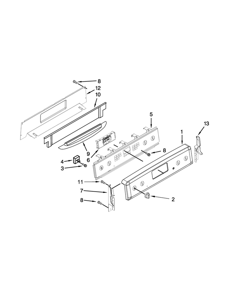 Control Panel Parts Diagram and Parts List for MER8772WB1  Maytag Range
