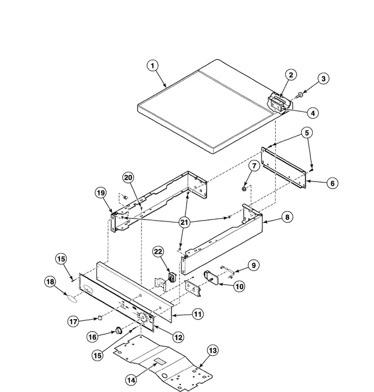Control Cabinet Diagram and Parts List for FEU17AWF1702  Speed Queen Dryer