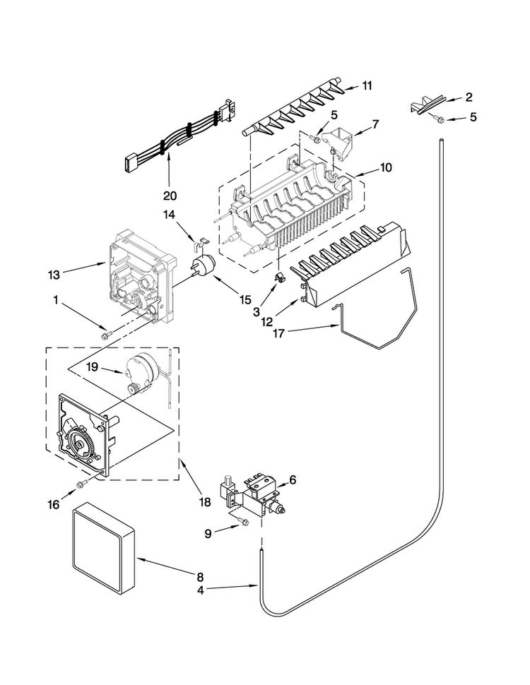 Icemaker Parts Diagram and Parts List for MSD2573VES01  Maytag Refrigerator