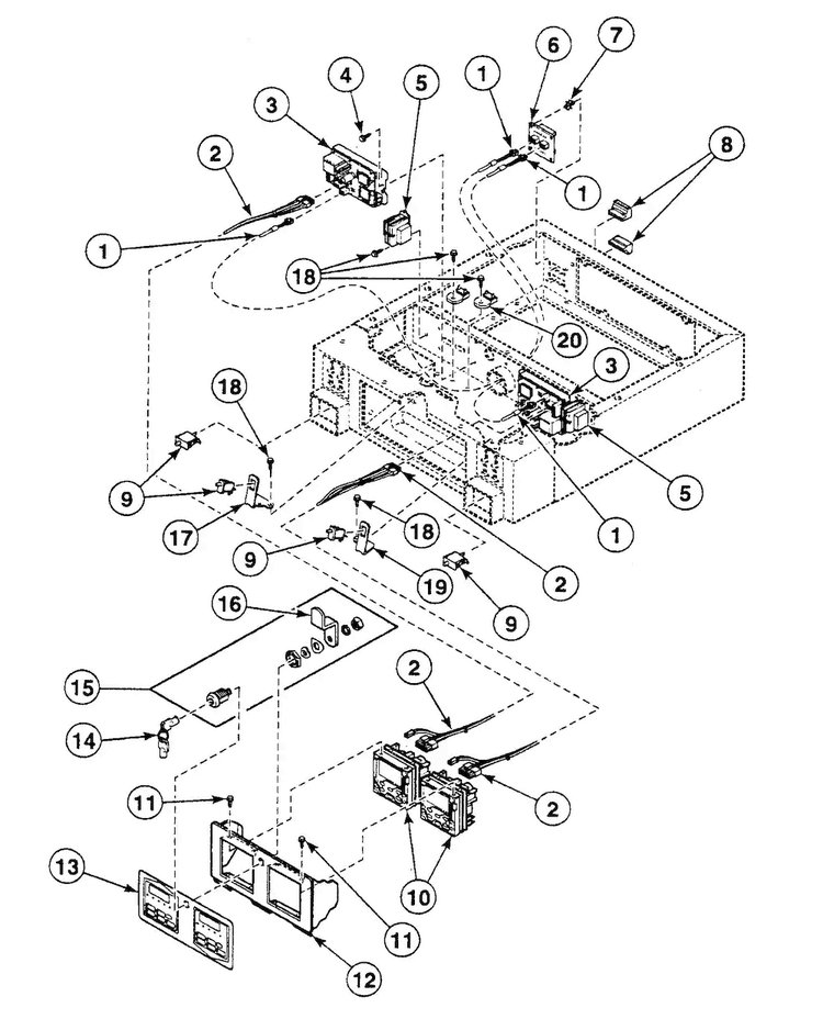 Control Panel Diagram and Parts List for SSG519LF  Speed Queen Dryer