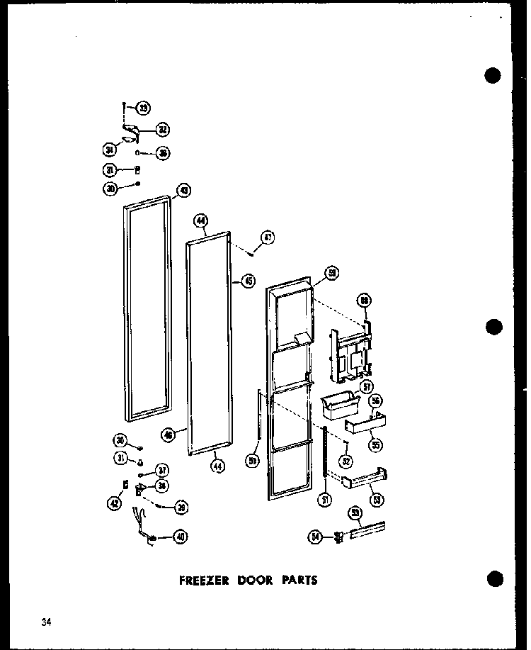 Freezer Door Parts Diagram and Parts List for SRN22G-A-P60201-17WA  Amana Refrigerator