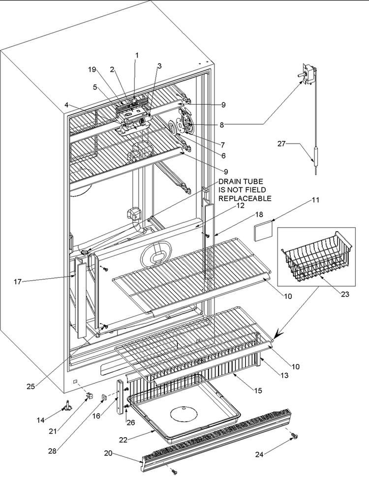 Cabinet Assembly Diagram and Parts List for AFU2067AW0  Amana Freezer