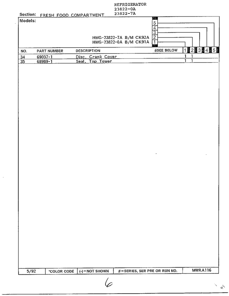 Fresh Food Compartment Page 3 Diagram and Parts List for 23822-7A  Admiral Refrigerator