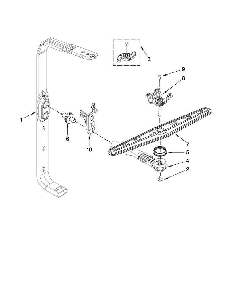 Upper Wash And Rinse Parts Diagram and Parts List for MDB7759AWS3  Maytag Dishwasher