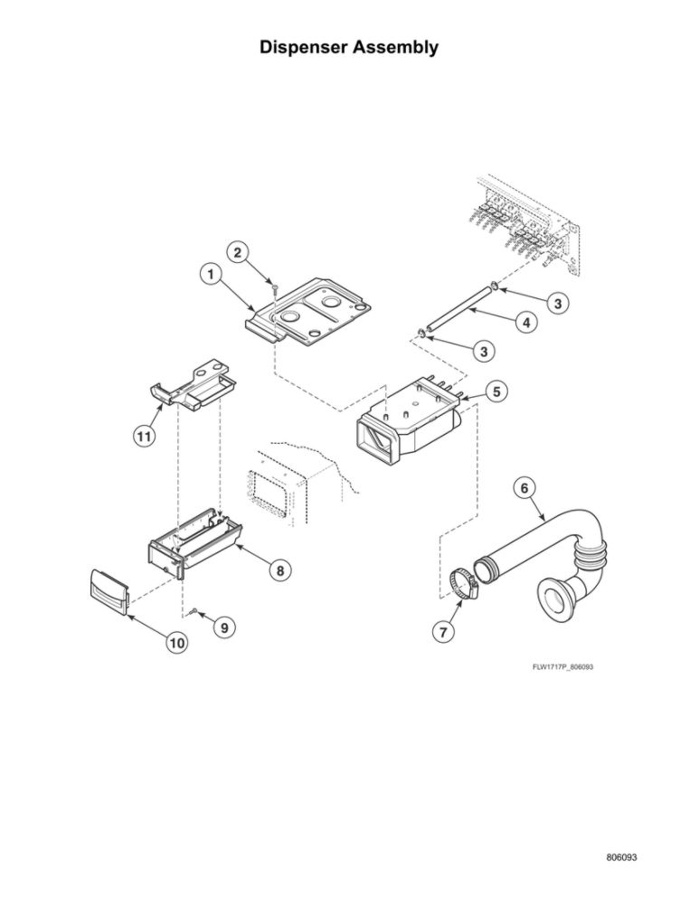 Dispenser Assembly Diagram and Parts List for ATGE9ASP115TW01  Speed Queen Washer Dryer Combo