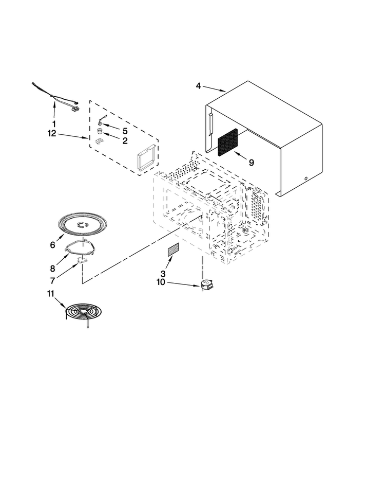 Microwave Oven Cavity Parts Diagram and Parts List for AMC6158BCB10  Jenn-Air Microwave
