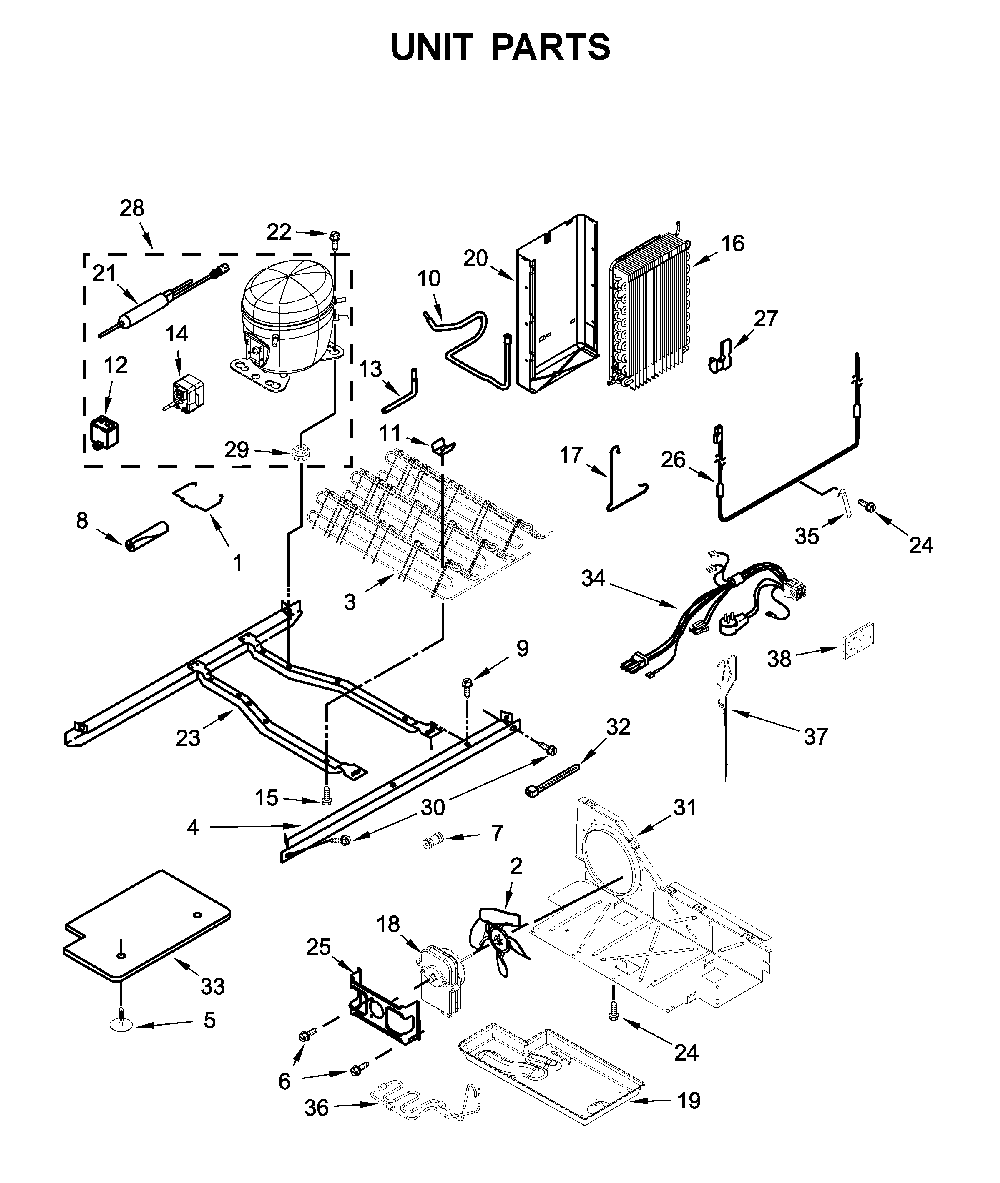 Unit Parts Diagram and Parts List for 1064650042714  Kenmore Refrigerator
