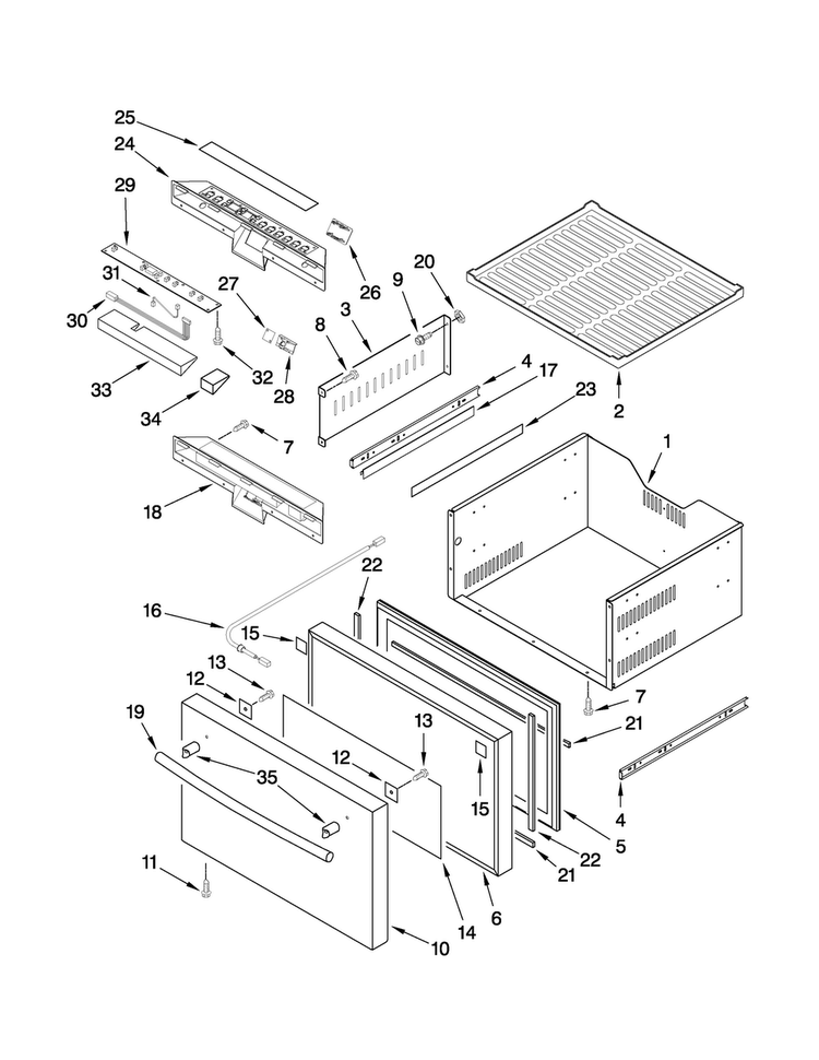 Upper Drawer Parts Diagram and Parts List for JUD248CCRS00  Jenn-Air Refrigerator
