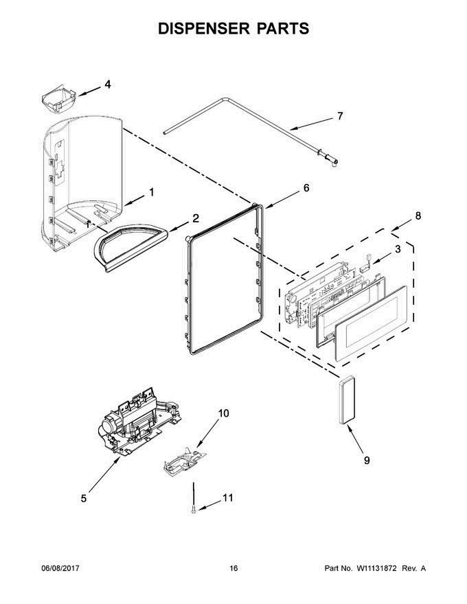 09 - Dispenser Parts Diagram and Parts List for MSS26C6MEZ00  Maytag Refrigerator