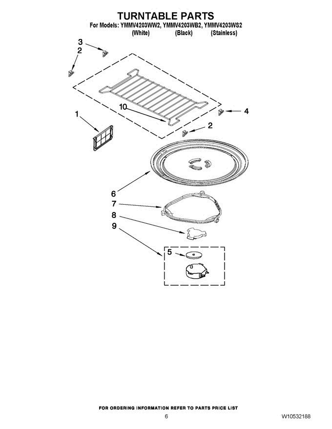 05 - Turntable Parts Diagram and Parts List for YMMV4203WB2  Maytag Microwave Oven Combo
