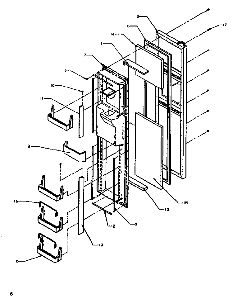 Freezer Door Diagram and Parts List for SRDE520SBW-P1183102WW  Amana Refrigerator