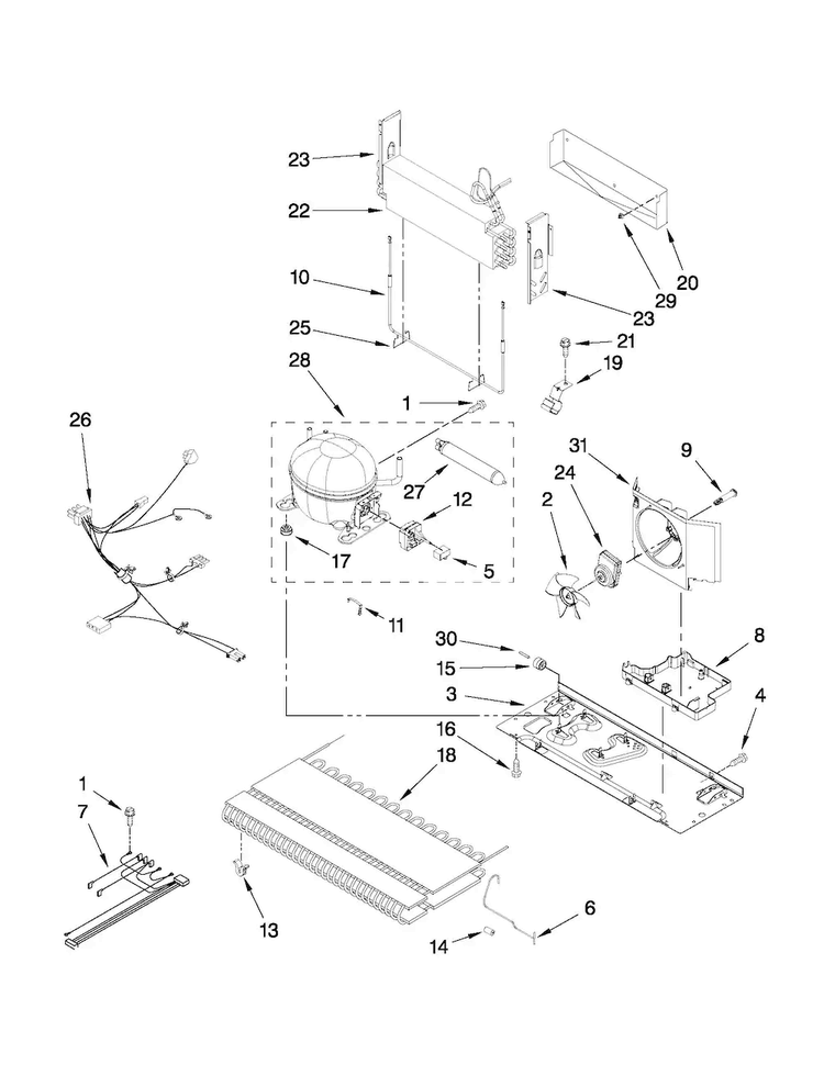 Unit Parts Diagram and Parts List for MFF2558VEM9  Maytag Refrigerator