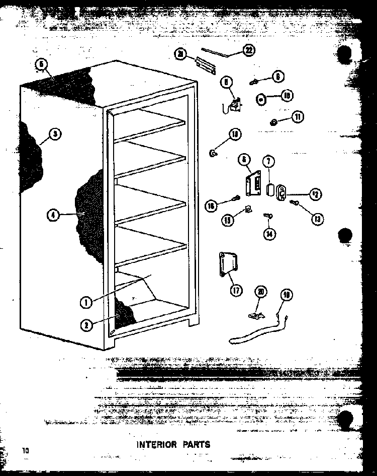 Interior Parts Diagram and Parts List for UC22 P60345-74W Amana Freezer
