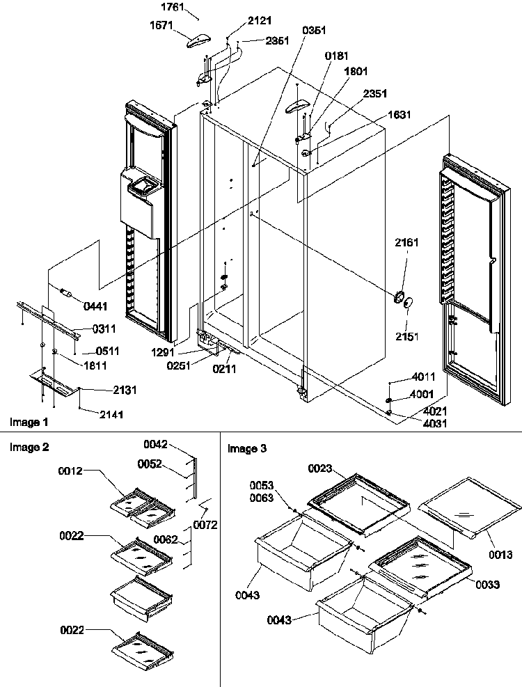 Refrigerator/freezer Lights And Hinges Diagram and Parts List for SRD528VW-P1320402WW  Amana Refrigerator