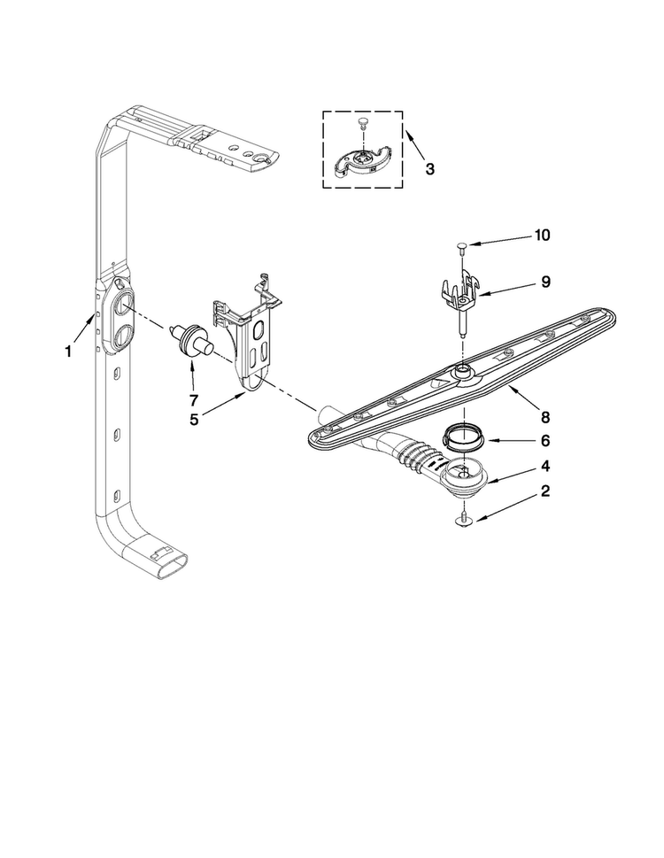 Upper Wash And Rinse Parts Diagram and Parts List for ADB1600AWS4  Amana Dishwasher