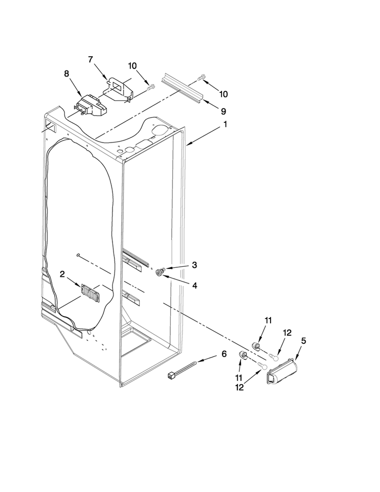 Refrigerator Liner Parts Diagram and Parts List for ASD2520WRW00  Amana Refrigerator