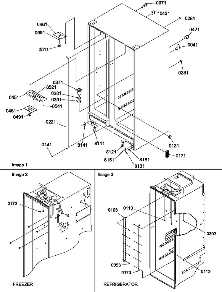 Cabinet Parts Diagram and Parts List for SCD22TBL-P1303515WL  Amana Refrigerator
