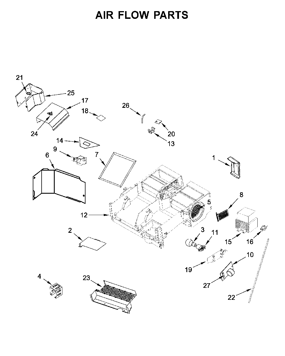 Air flow parts Diagram and Parts List for YMMV6190FZ3  Maytag Microwave
