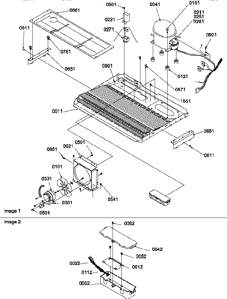 Machine Compartment Diagram and Parts List for SRD27S2L-P1190329WL  Amana Refrigerator