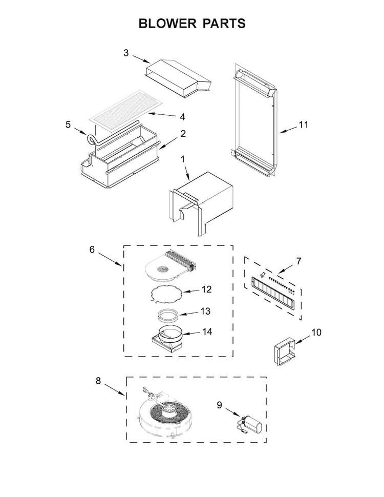 Blower Parts Diagram and Parts List for JES1750EB0  Jenn-Air Range