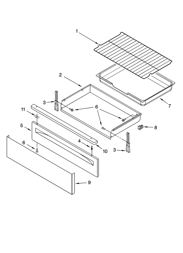 Drawer & Broiler Parts Diagram and Parts List for AGR6011VDS0  Amana Range