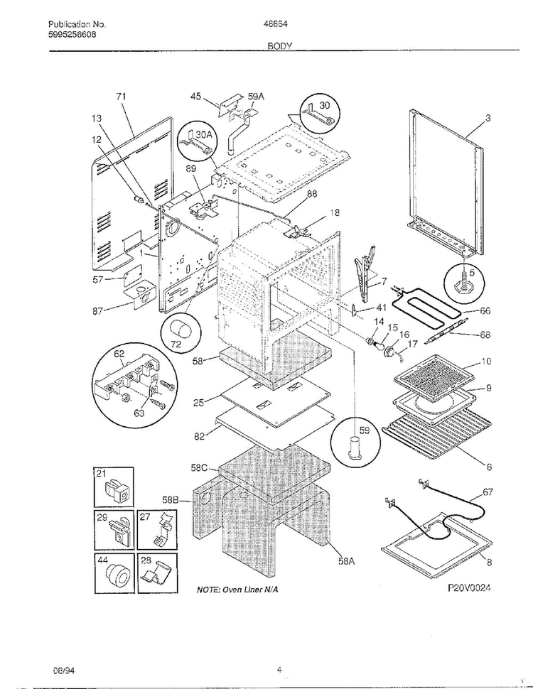 Body Diagram and Parts List for 486640A  Admiral Range