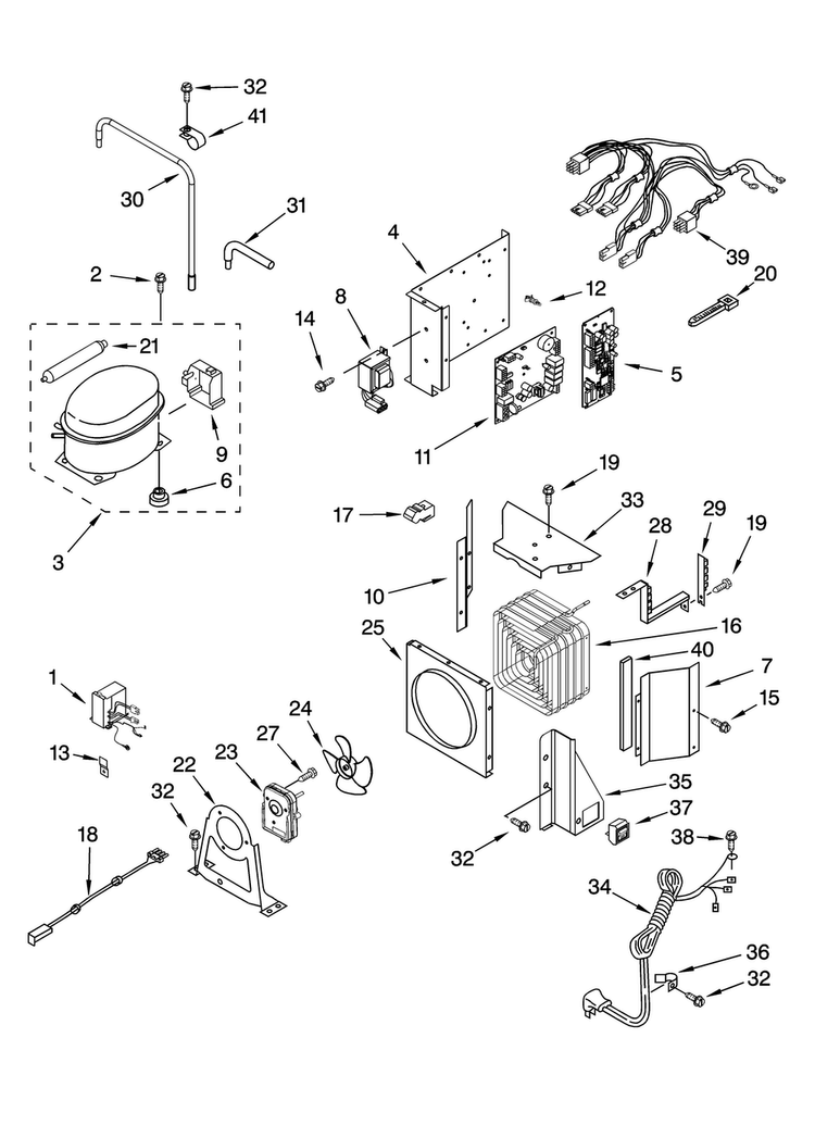 Upper Unit Parts Diagram and Parts List for JF42SEFXDB01  Jenn-Air Refrigerator