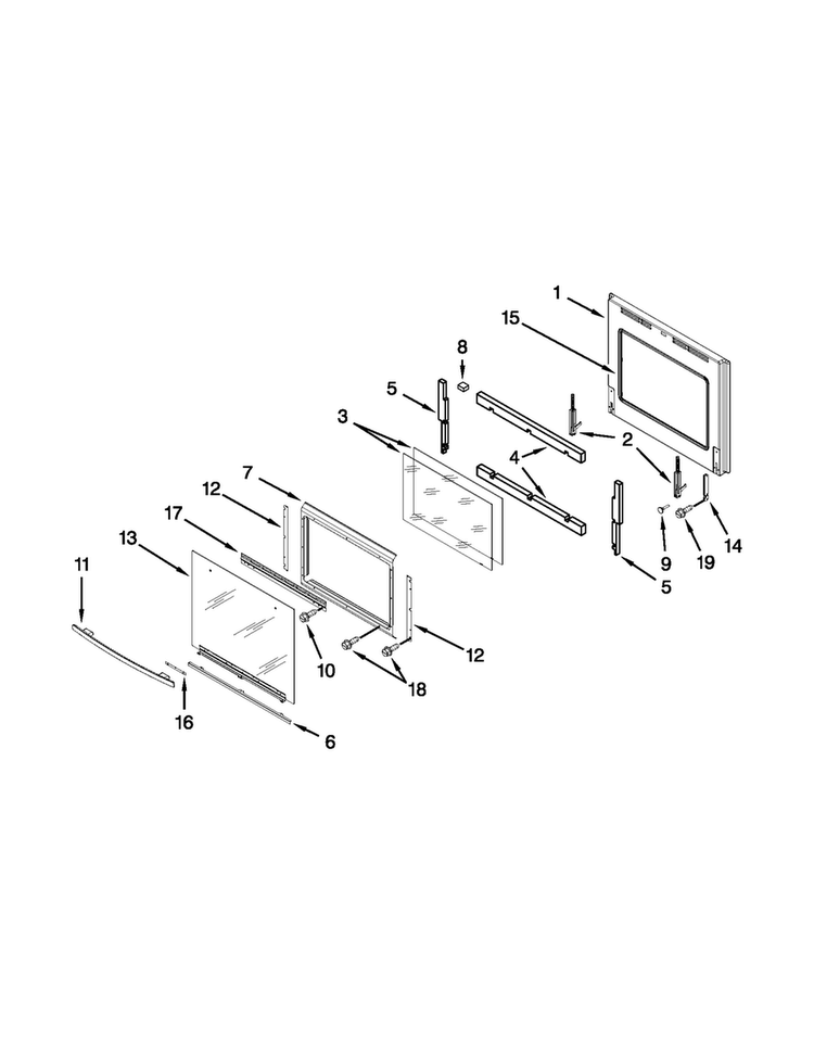 Oven Door Parts Diagram and Parts List for JMW2427WS01  Jenn-Air Microwave
