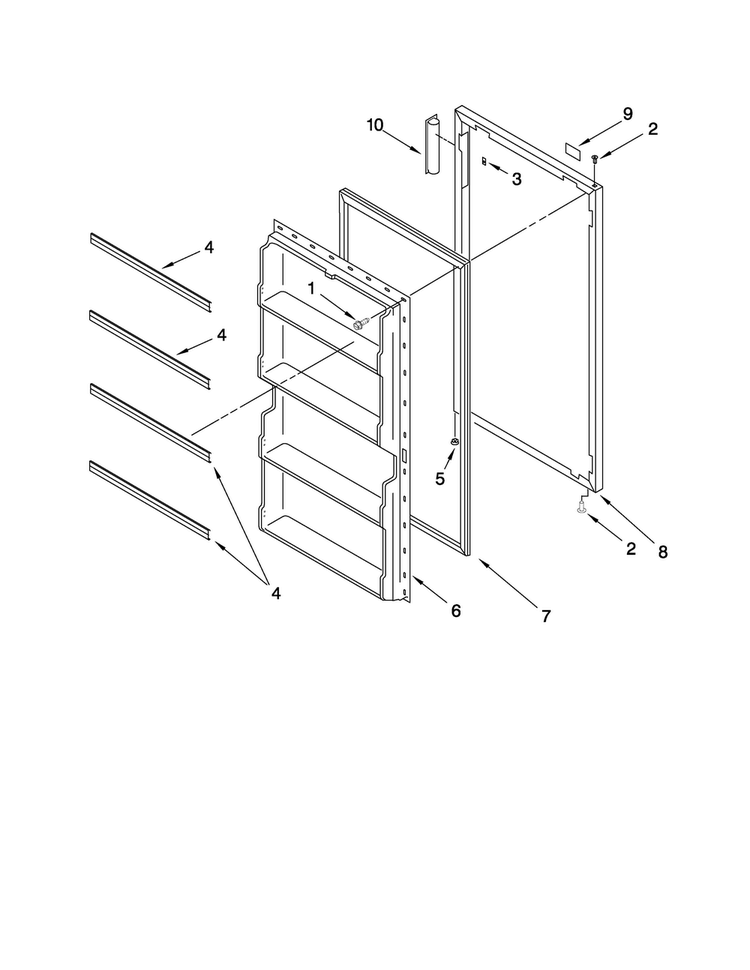 Door Parts Diagram and Parts List for AQU0701TRW03  Amana Freezer
